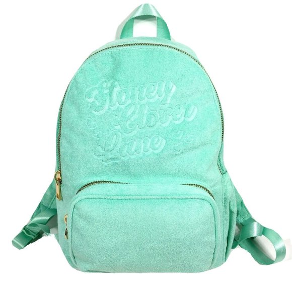 Stoney Clover Lane Terry Cloth Embossed Backpack Green 15.75" - Picture 1 of 12